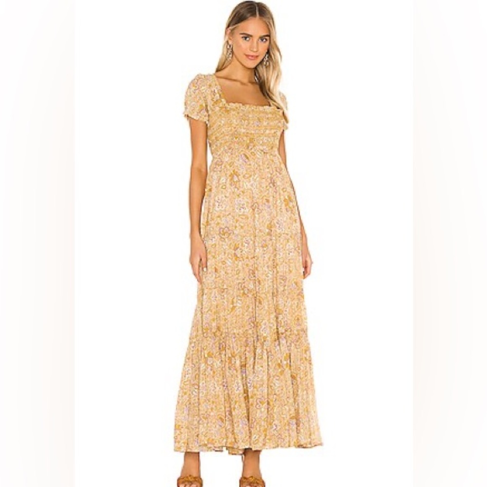 Free People Getaway yellow floral midi dress